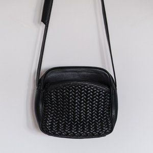 Vintage Black Leather Weave Purse